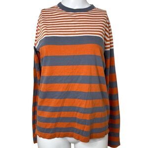 Striped Orange and Gray Long Sleeve Shirt